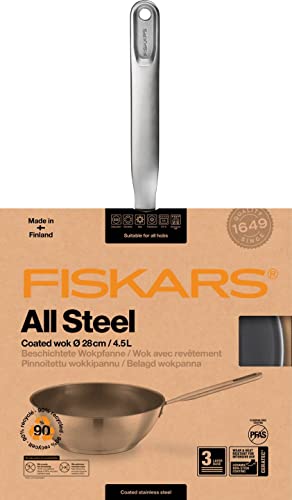 Wok Fiskars 28 cm Capacidad 4.5 L Acero Inoxidable miniatura 6