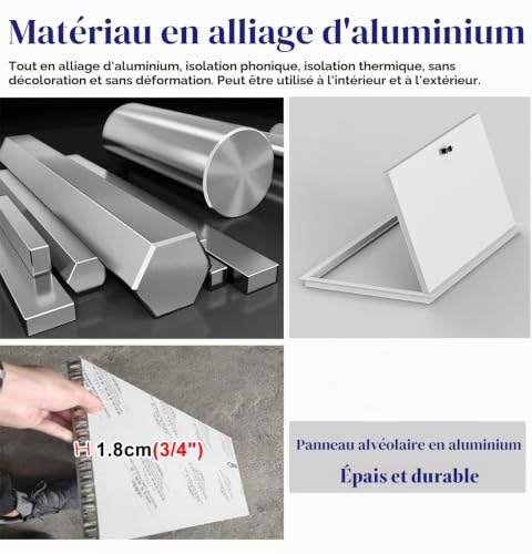 Trappe de Visite Panneau D'accès Facile pour Cloison Sèche, Trappe de Grenier en Aluminium Blanc pour Mur/Plafond, Porte D'accès avec Serrure et Clé, Couvercle de Trappe D'accès pour Plomberie(30x75cm – vue 2