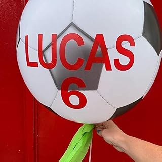 Birthday Football Balloon in a Box. Birthday Balloon Personalised TextHelium Inflated Surprise Birthday Decoration. Personalised text and age.