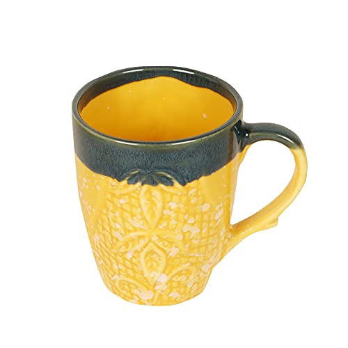 Image of AAKRITI ART CREATIONS Bumblebee Tea Cups Set of 4 | Ceramic Cup Set | Multipurpose Utility Cups | Modern Art Ceramic Cups, Kitchen Essentials | Glossy Finish, Black-Yellow Tea Cup Set