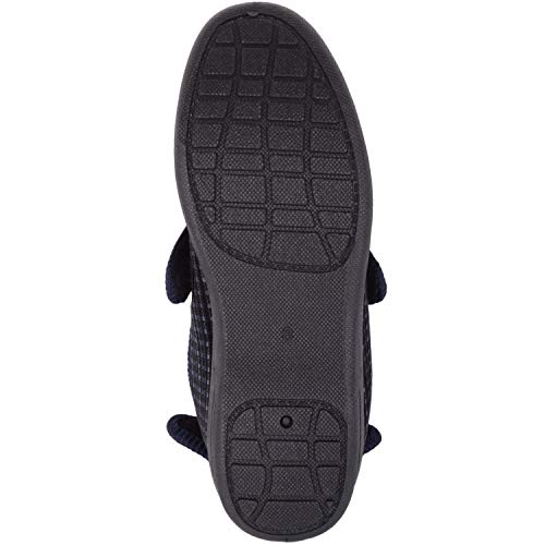 Pantoufle en velours pour homme bleu marine confortable avec design carré