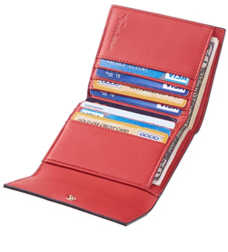 Travelambo RFID Blocking Small Mini Compact Wallet Coin Pouch Holder Trifold Credit Card Holder Pocket Purse for Women (Napa Red)4