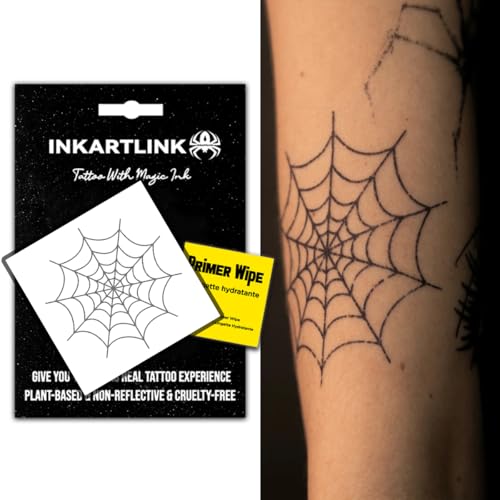 INKARTLINK Semi Permanent Tattoo, Temporary Tattoo, Beautiful and Realistic Design, Fun Tattoo Experience, Cruelty-free, Non-reflective, Waterproof (Spider Web 2)