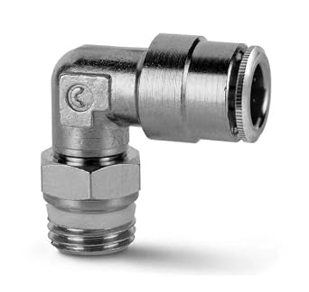 CAMOZZI S6520 12-1/4 Brass Super-Rapid Fittings for Plastic Tubes, Swivel Male Elbow