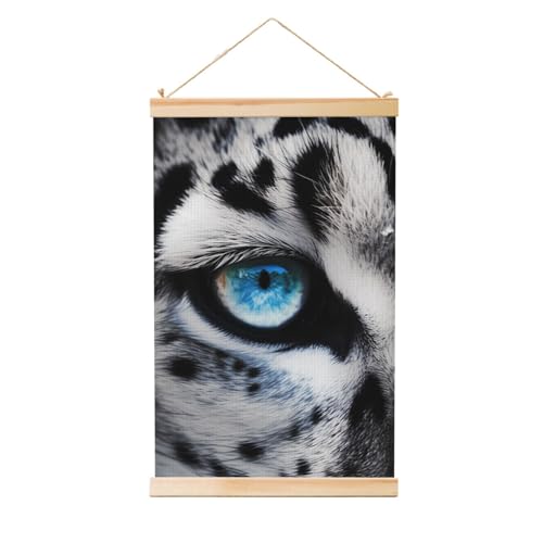 Œuvre d'art léopard des neiges en bois et toile premium TRSGKSQP 91.4 x 61 cm