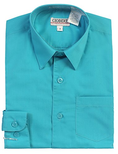 Image of Gioberti Boy's Long Sleeve Dress Shirt + Solid Tie, Bow Tie, and Hanky
