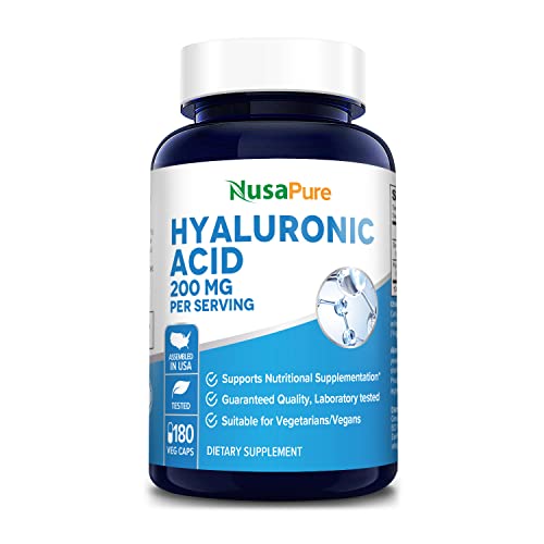 Nusapure Hyaluronic Acid 200Mg 180 Veggie Capsules (Non-Gmo & Gluten Free) #TOP20