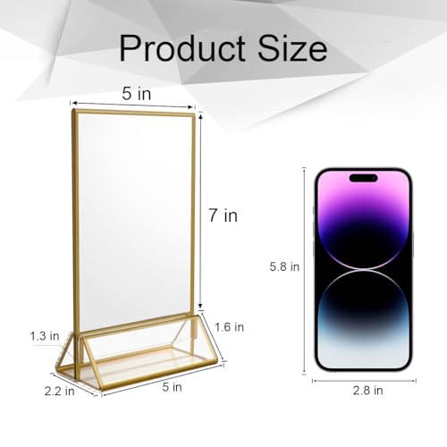 niubee 6pack 5 x 7 clear acrylic wedding table number holder stands with gold borders double sided picture frames sign for restaurant menu recipe cards photo display