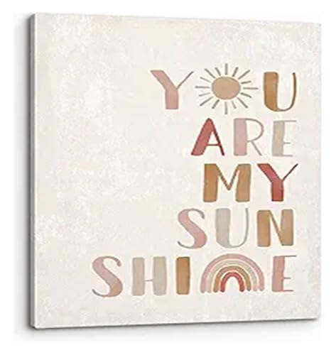 AZPAAAIH Sunshine Boho Wall Art You Are My Rainbow Print for Nursery Kids Room Bedroom Living Room Decor(Framed,08x12inch(20x30c