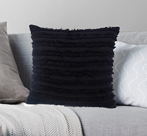 Image of mosey Boho Cushion Covers 20 inch x 20 inch Set of 2 | Pure Cotton 20x20 inch Cushion Cover 2020 | Soft Square Throw Pillow Cover 50 x 50cm for Sofa | Black
