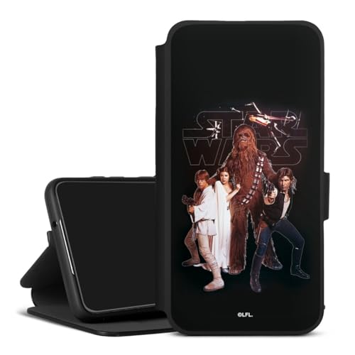Handyhülle aus Leder schwarz kompatibel mit Samsung Galaxy S23 Klapphülle mit Ständer Flip Case Star Wars Fanartikel Rebell