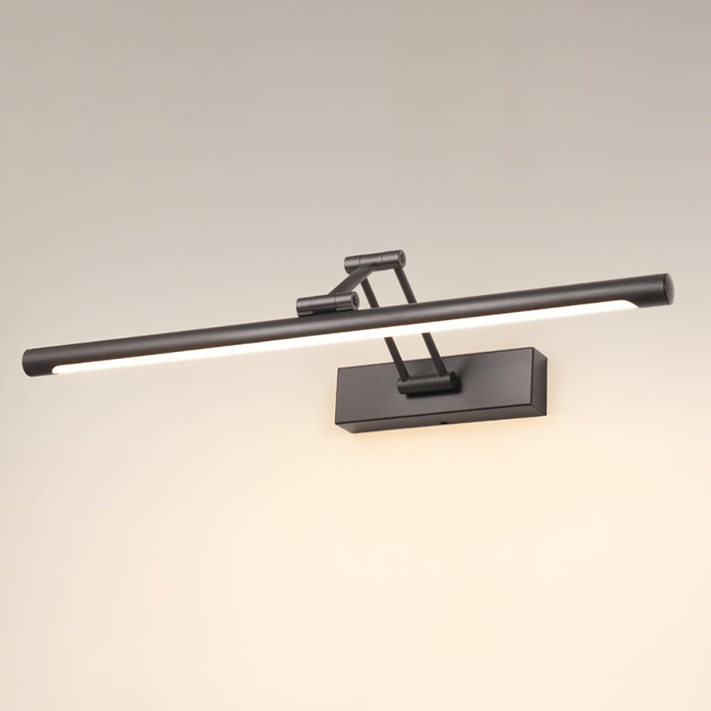 Lampada Specchio LED Minimalista, Applique Bagno Lineare Regolabile Luce per Specchio Braccio Estensibile per Illuminazione Quadri(Black(4000K),70cm/27.55in)