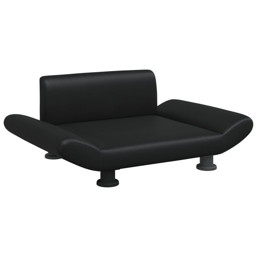 Hundebett Bequeme Haustierbett Hundecouch Welpenbett Kunstleder Haustiersofa Schlafplatz für Hunde als Auch Katzen Geeignet Wasserabweisend und Langlebig Schwarz 70x45x28 cm