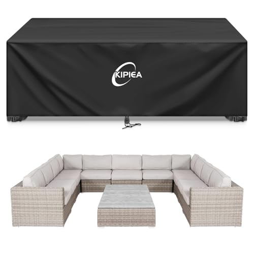 Kipiea Patio Furniture Covers Waterproof Winter, 420D Outdoor Furniture Set Covers, Heavy-Duty Patio Table Covers, No Tears Anti UV No Fading (98" L x 98" W x 36" H) by Kipiea - Used condition - CA$62.44