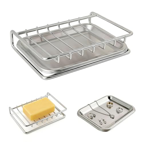 TTIAYAO Seifenschale mit Ablauf Edelstahl Seifenhalter Selbstentwässernde Seifenschalen für Badezimmer Dusche Küchenspüle und Waschbecken