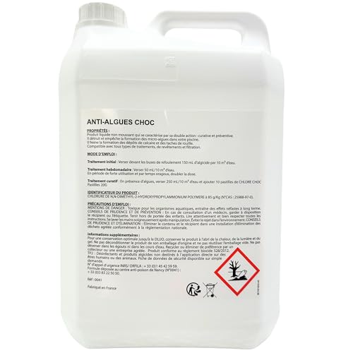 Algicide Anti-Algues Choc Piscine 5L | Rattrapage Eau Verte & Eaux Troubles | Double Action Préventive & Curative | Stop Algues pour Piscine et Spa – vue 7