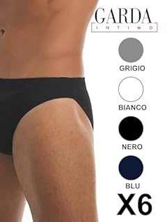 GARDA - 6 Slip Uomo 100% Cotone Filo di Scozia, Minislip, Slip Basso Elastico Ricoperto, con Ricamo Art. 0761-2761 (Nero, 4/M)