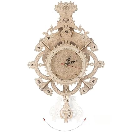 Adult 3 D Wooden Puzzle Clock Set 23 Pieces Linden Wood Eco Friendly Material DIY Mechanical Wall