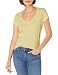 Produktbild True Religion Damen Logo Puff Short Sleeve Rounded V Neck Tee T-Shirt, Lt. Gelb, Klein