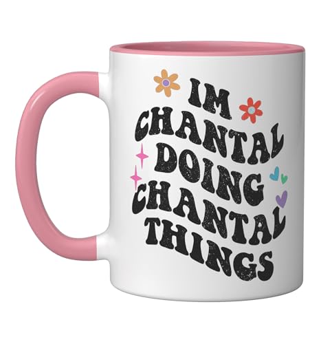Taza de cerámica rosa/blanca para mamá 11 onzas miniatura 1