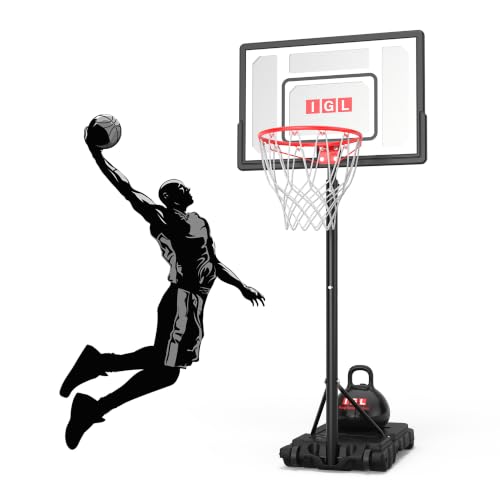 IGL-AMZ IGL Kids Basketball Hoop Outdoor Adjustable, 33 Inch Portable Basketball Goal with PC Backboard, Fillable Base & 40 lb Weight Ball for Backyard & Driveway