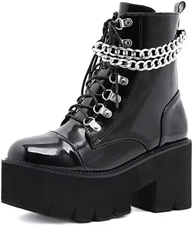 Womens Chunky Platform Ankle Boots Goth 