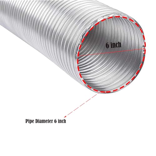 Image of 6 inch Flexible Aluminum Duct Pipe for Kitchen Chimney | Complete Installation Kit with Free Cowl Cover, 2m Tape, and Clamp | Fits Various Chimney Brands, Silver (6 inch /150mm diameter, 4FT)