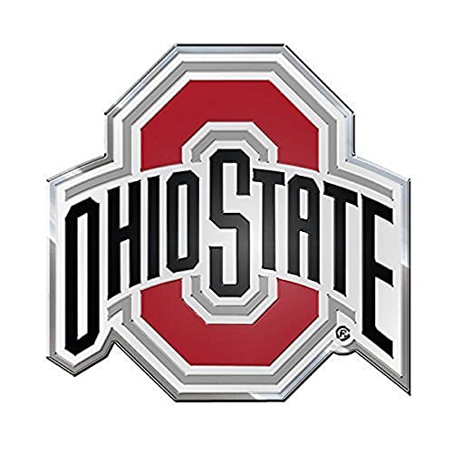 Image of FANMATS 60548 Ohio State Buckeyes Heavy Duty Aluminum Embossed Color Emblem, Auto Emblem Decal