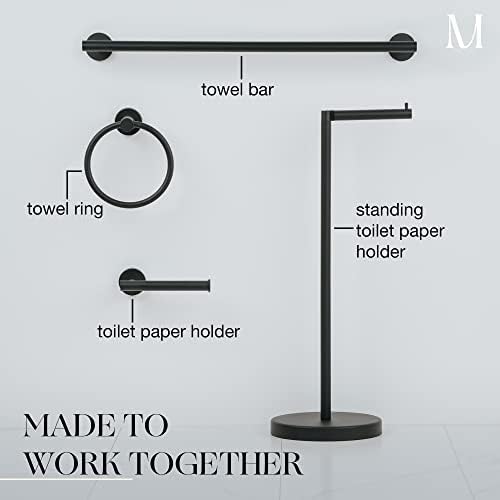 Marmolux Acc - Matt Black Towel Ring | Modern Hand Towel Holder for Bathroom Wall | SUS304 Stainless Steel | Bathroom Towel Rack | Black Bath Hardware Set