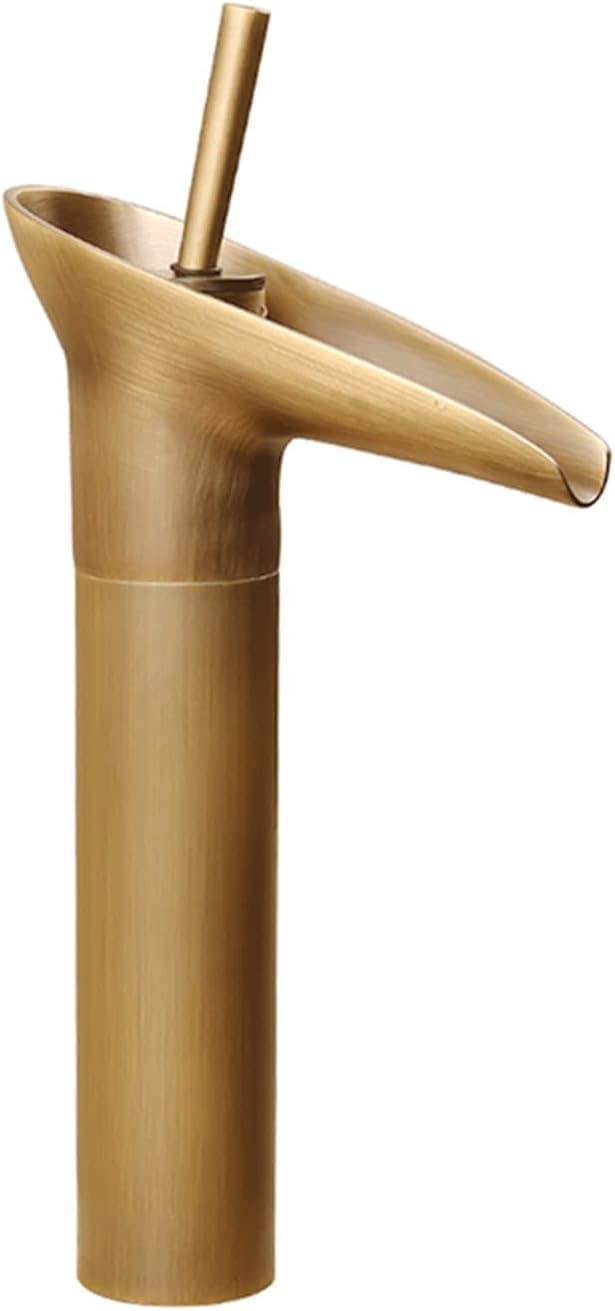 Robinet de lavabo cascade laiton antique monotrou