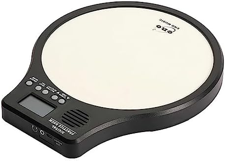 Electronic Practice Drum Pad 12 Inch Dumb Drum with Display Metronome Speed Vocal Count for Kids,Beginners,Professional (White)