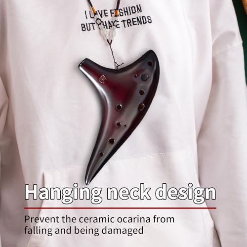 Image of inchOcean Notes inch 12 Hole Sweet Potato Ocarina Graceful Shape Pottery Ocarina in Alto C (Smoked Coffee)