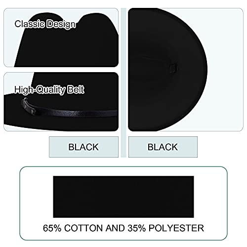 Image of Wide Brim Fedora Hats for Women Men Two Tone Dress Hat Felt Panama Hat in Two Audlt Size
