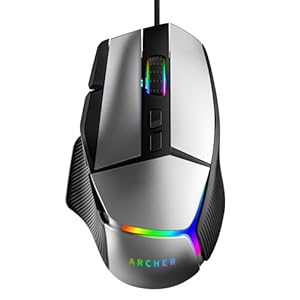 Archer Tech Lab Recurve 800 Wired Gaming Mouse with 6 DPI Levels, 9 Programmable Buttons, Ergonomic Design, and 7 RGB Breathing Light Portable 5 Million clicks | 125Hz Polling Rate