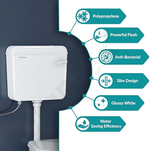 Image of Plantex Flush Tank for Toilet with 8 Ltr Water Capacity /Flushing Cistern for Bathroom /Polypropylene Toilet Flush Tank - Pack of 1 (White)