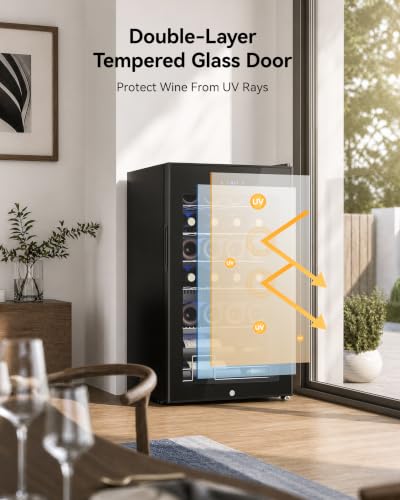 Image of Feelfunn 25 bottle Wine Cooler Refrigerator,Freestanding Wine Fridge,Black