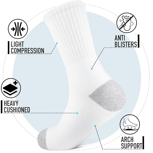 NevEND 6 Pairs Cotton Crew Socks Athletic Lightweight for Men Boys3