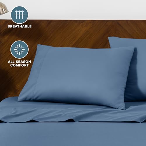 Image of Bare Home Microfiber Pillow Cases - Standard Size Set of 2 - Cooling Pillowcases - Double Brushed - Easy Care - Envelope Closure (Standard Pillowcase Set of 2, Coronet Blue)