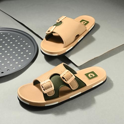 Image of DOCTOR HEALTH SUPER SOFT Men's Double Buckle Slide Sandals | Lightweight Cushioned EVA Slippers | Anti-Slip Comfortable Open Toe Casual Slides for Indoor Outdoor Everyday Wear