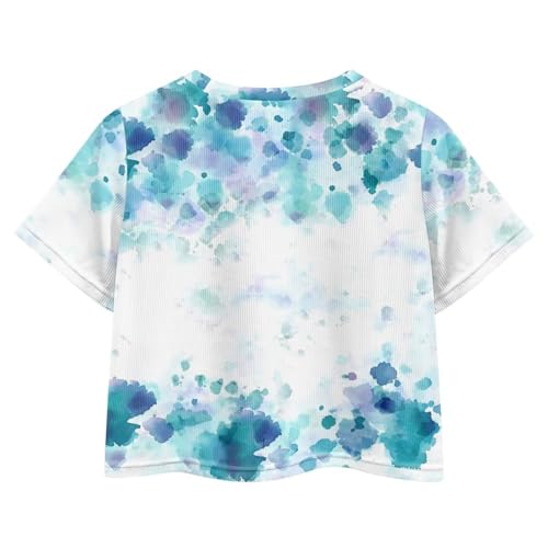 Image of Girls Summer Crop Top Outfits Short Sleeve T Shirts Kids Cute Clothes Tees Blouse