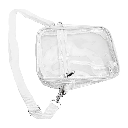 Alomejor Clear PVC Messenger Bag Compact Zipper Adjustable Purse for Boys Girls, Transparent Shoulder Bag for Travel Airport Concerts Beach (White)3