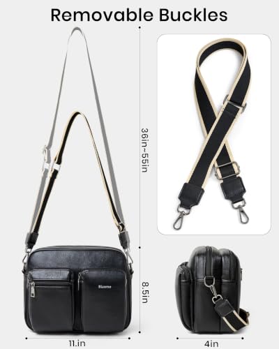 Image of Bluome Crossbody Purse for Women Multi Pocket Crossbody Bag with 3 Front Pockets Leather Shoulder Bag Everyday Travel Bag