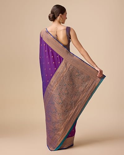 Image of Monjolika Fashion Women's Pure Kanjivaram Style Banarasi Soft Silk Saree With Blouse Piece For Wedding