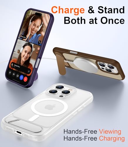 Image of Magnetic Compatible with iPhone 16 Pro Case, [Built-in Invisible Kickstand][Compatible with MagSafe][Military Grade Shockproof] Slim Translucent Matte Phone Case for iPhone 16 Pro 6.3 inch