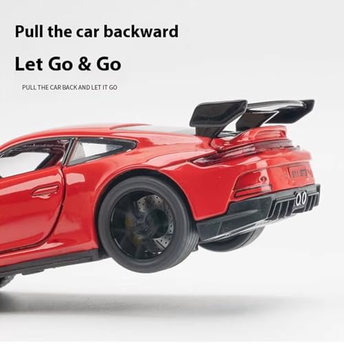 Image of 1 /32 Porche 911 GT3 RS Sport Model Luxury Car Toy Metal Pull Back Diecast Car with Openable Door and Sound Light, Gifts Toys for Kids【 Red 】
