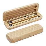 nbeads 2 unidades de caja de regalo para lápices de madera, doble estuche de lápices de bambú, rectangular, de madera robusta, lápices vacíos, caja de regalo para suministros de oficina para