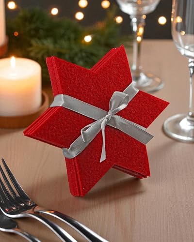 CULT at home Deko Filz Stern rot Filzuntersetzer – 6 Stück mit...