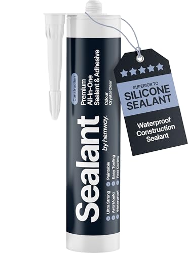 Image of Hemway Crystal Clear Construction Sealant & Adhesive - 300ml 1 Pack | All-in-One Hybrid Polymer, Superior to Silicone Caulk Sealant, Waterproof, Odorless, Paintable Caulk Kitchen Bathroom Outdoor