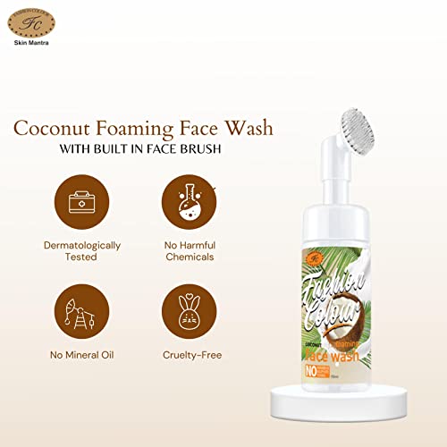 Image of FASHION COLOUR Coconut Foaming Facewash | Hydrating Face Wash with Coconut | For Clarifying, Softening & Brightening Skin | Gentle Skin Cleanser For All Skintypes | 150ml