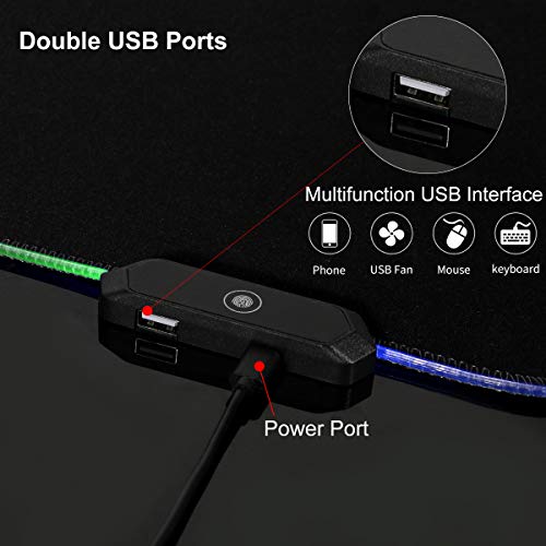 Large Rgb Gaming Mouse Pad Oversized Glowing Led Extended Mousepad With 12 Lighting Modes Non-Slip Rubber Base Computer Keyboard Pad，32 X 12In Waterproof Computer Mouse Pad With Usb Port #TOP2